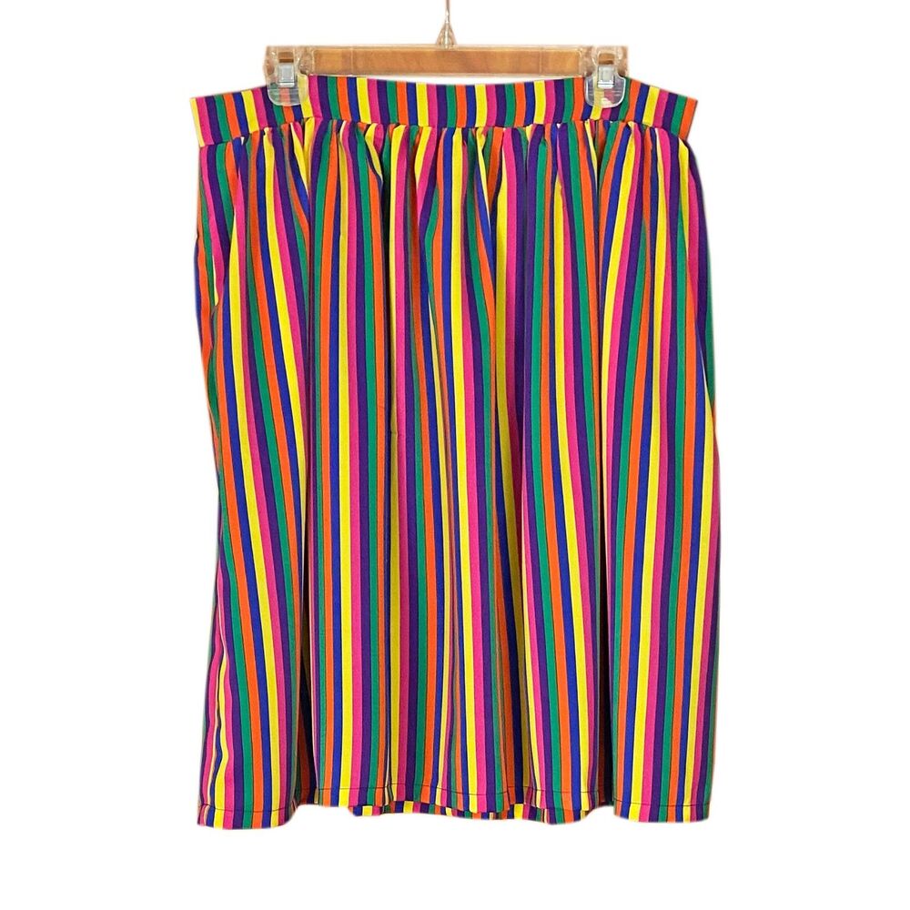 ModCloth More Than Charming A-Line Skirt Size L Ribbon Candy Stripes Pockets NEW - Picture 2 of 4